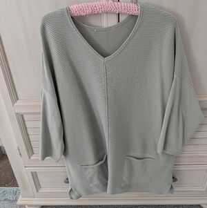 Coldwater Creek Oversized Tunic Sweater - Soft Sage